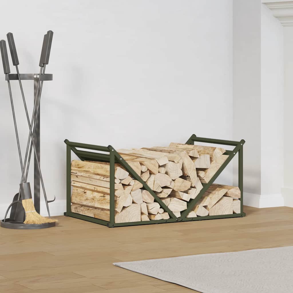 Vidaxx Kaminholzregal 70x43x34,5 cm kaltgewalzter Stahl olivgrün