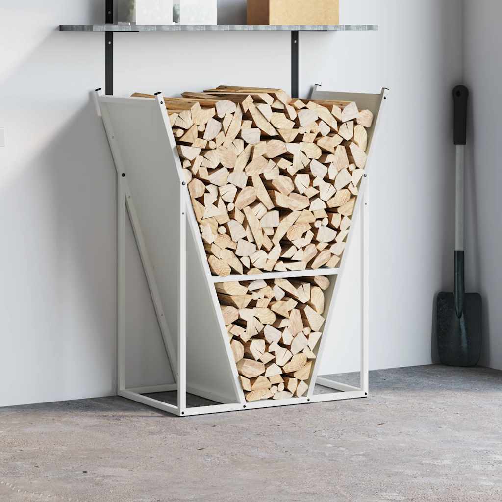 Vidaxx Kaminholzregal 69,5x35x81 cm kaltgewalzter Stahl weiß