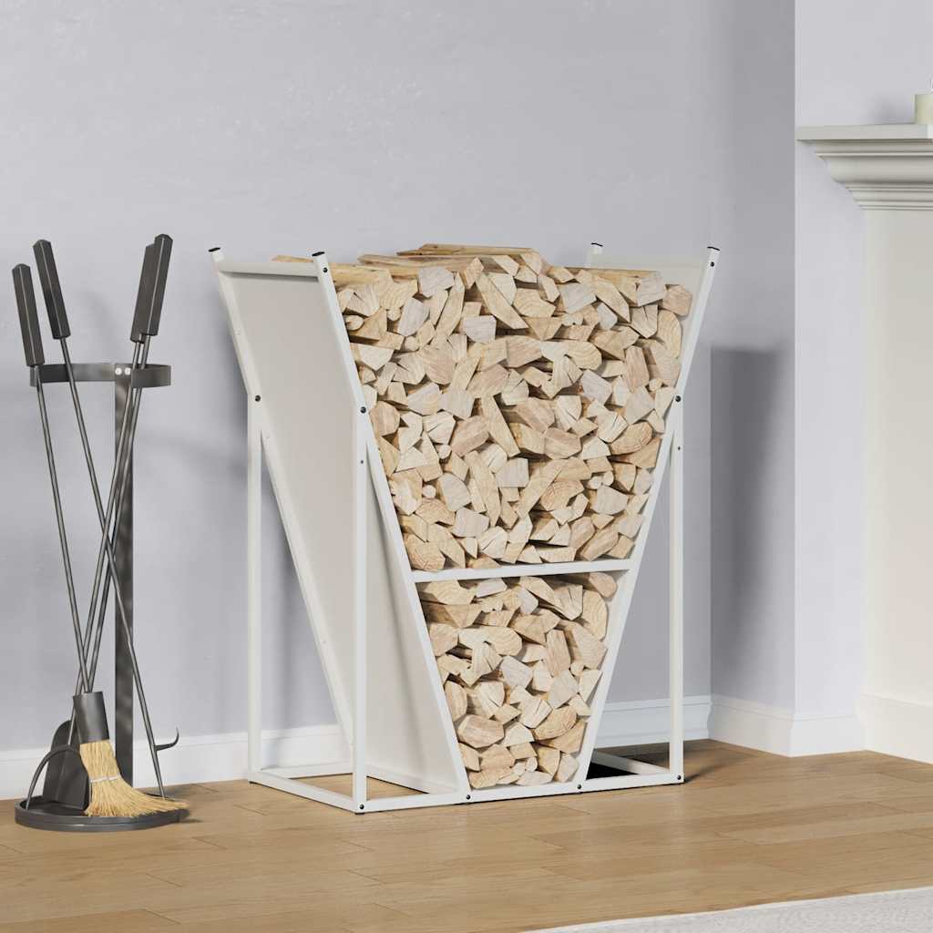 Vidaxx Kaminholzregal 69,5x35x81 cm kaltgewalzter Stahl weiß