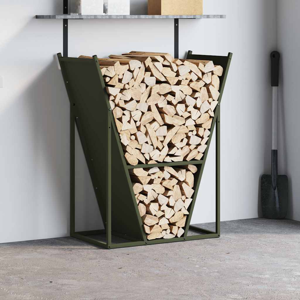 Vidaxx Kaminholzregal 69,5x35x81 cm kaltgewalzter Stahl olivgrün