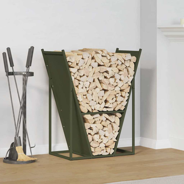 Vidaxx Kaminholzregal 69,5x35x81 cm kaltgewalzter Stahl olivgrün