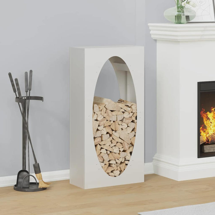 Vidaxx Kaminholzregal 50x23x100 cm kaltgewalzter Stahl weiß