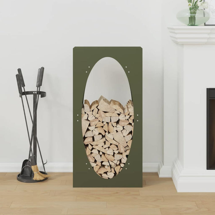 Vidaxx Kaminholzregal 50x23x100 cm kaltgewalzter Stahl olivgrün