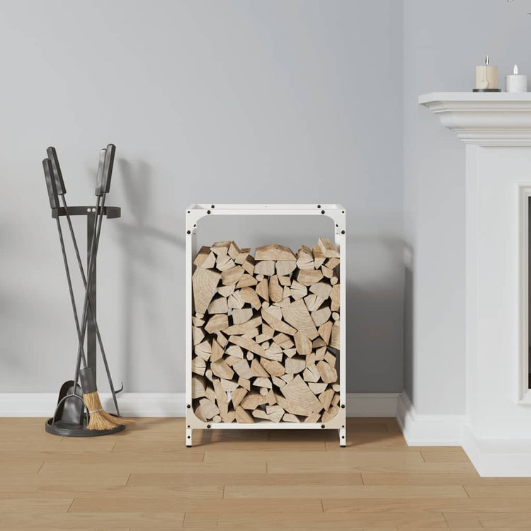 Vidaxx Kaminholzregal 44x28x65 cm kaltgewalzter Stahl weiß