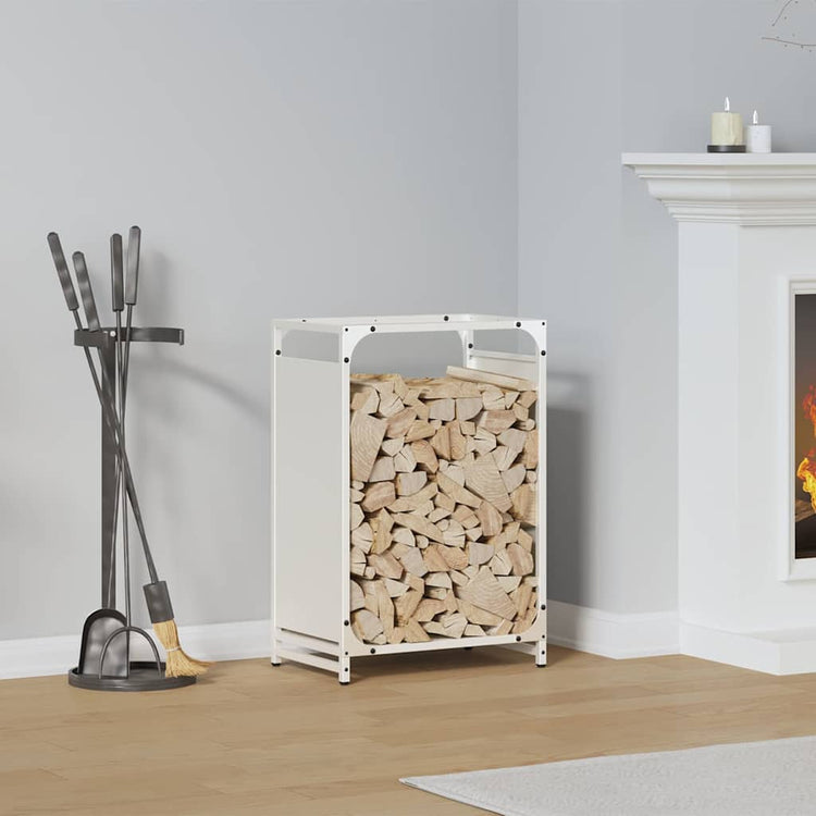 Vidaxx Kaminholzregal 44x28x65 cm kaltgewalzter Stahl weiß
