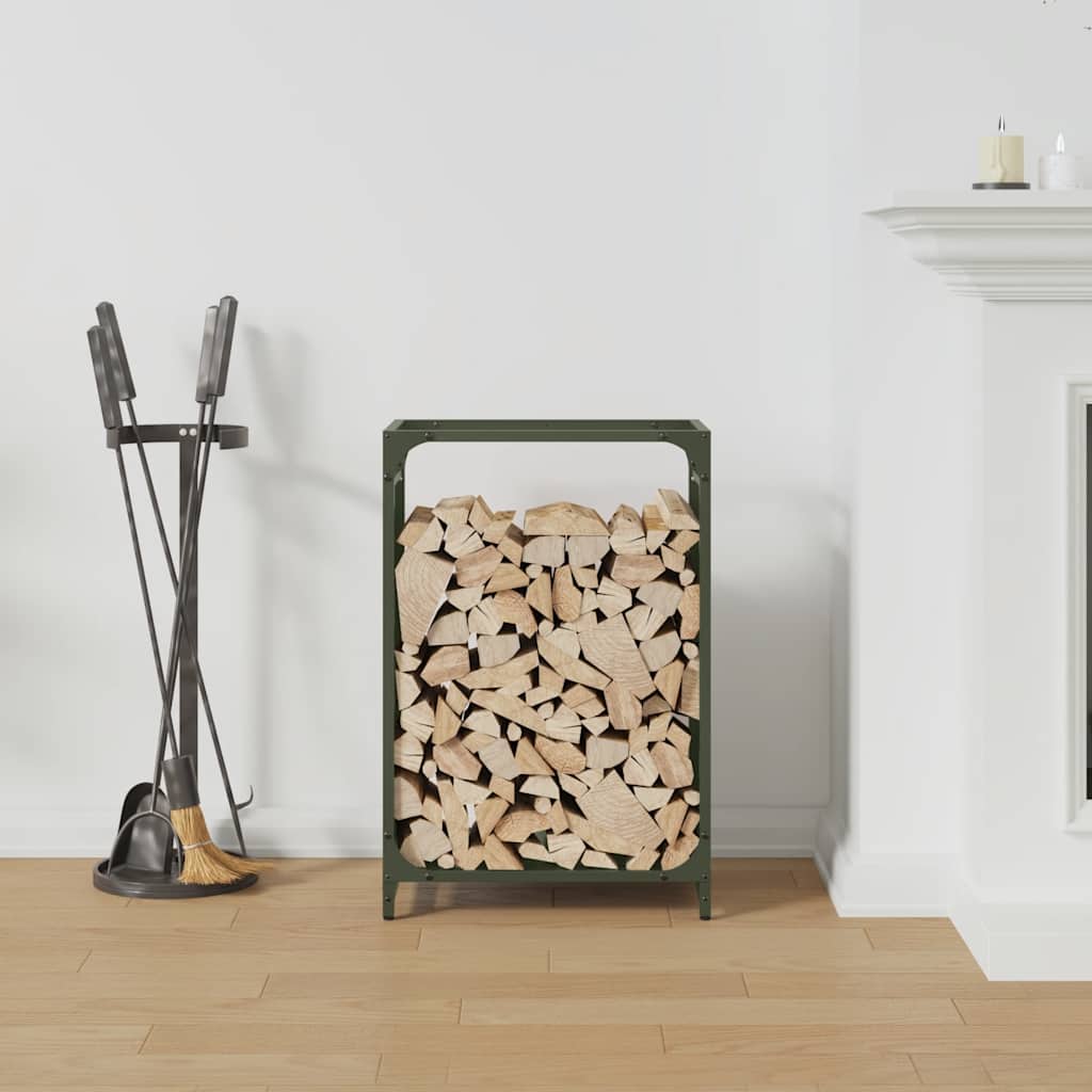 Vidaxx Kaminholzregal 44x28x65 cm kaltgewalzter Stahl olivgrün