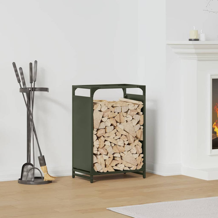 Vidaxx Kaminholzregal 44x28x65 cm kaltgewalzter Stahl olivgrün