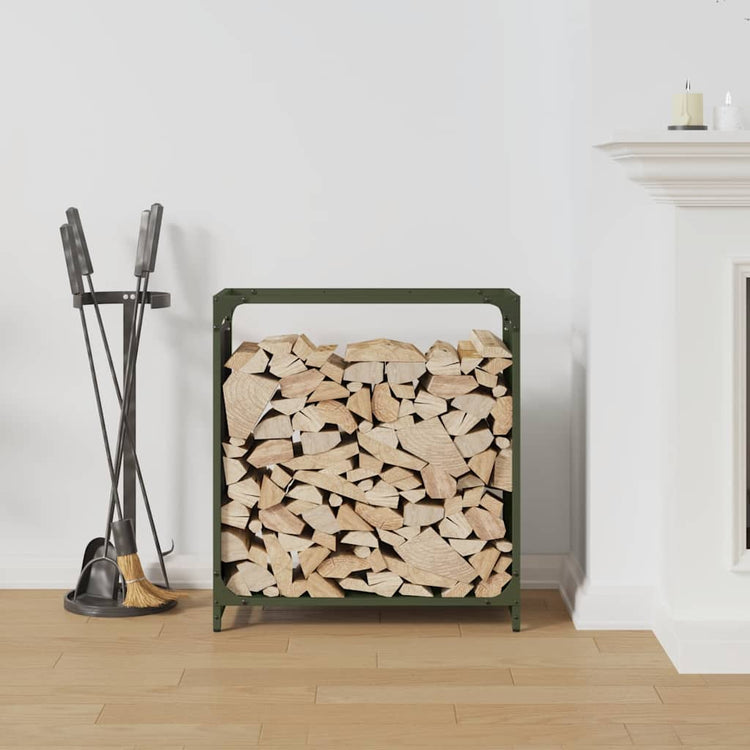 Vidaxx Kaminholzregal 60x28x65 cm kaltgewalzter Stahl olivgrün