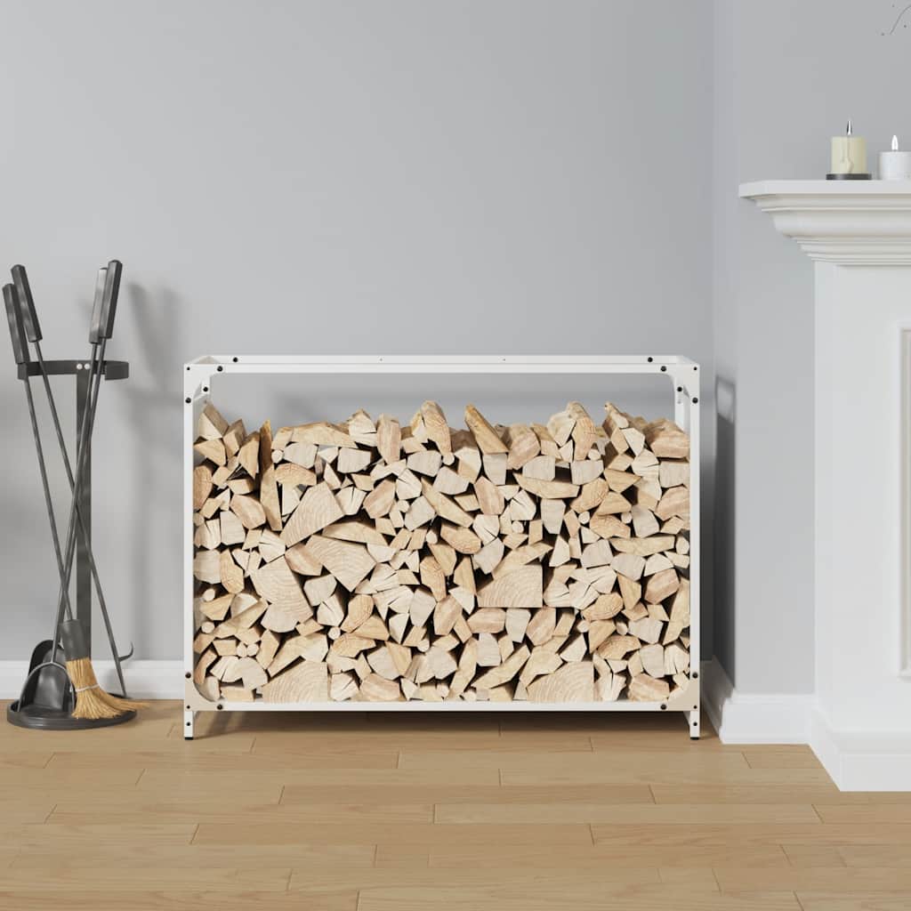 Vidaxx Kaminholzregal 90x28x65 cm kaltgewalzter Stahl weiß