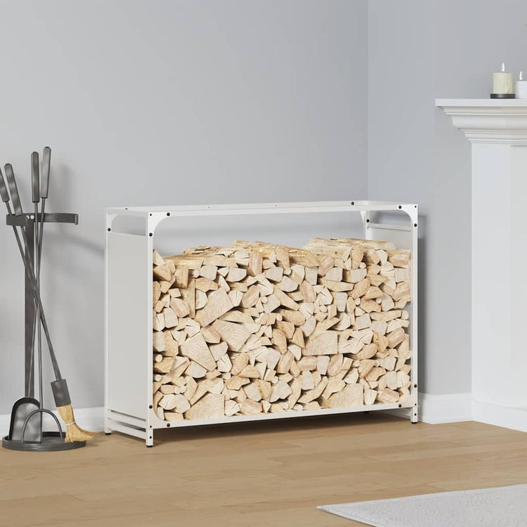 Vidaxx Kaminholzregal 90x28x65 cm kaltgewalzter Stahl weiß