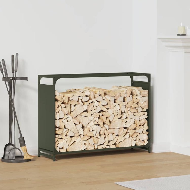 Vidaxx Kaminholzregal 90x28x65 cm kaltgewalzter Stahl olivgrün