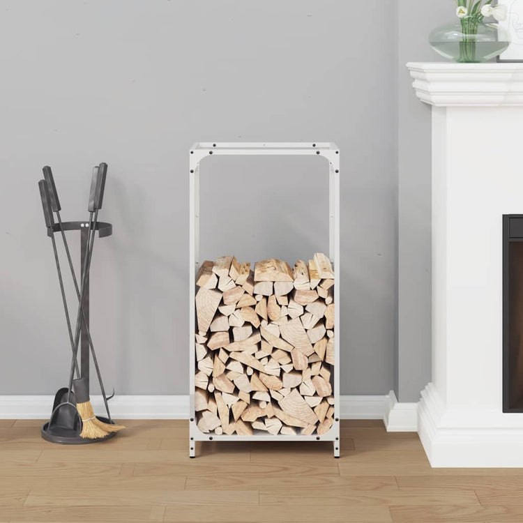 Vidaxx Kaminholzregal 44x28x90 cm kaltgewalzter Stahl weiß