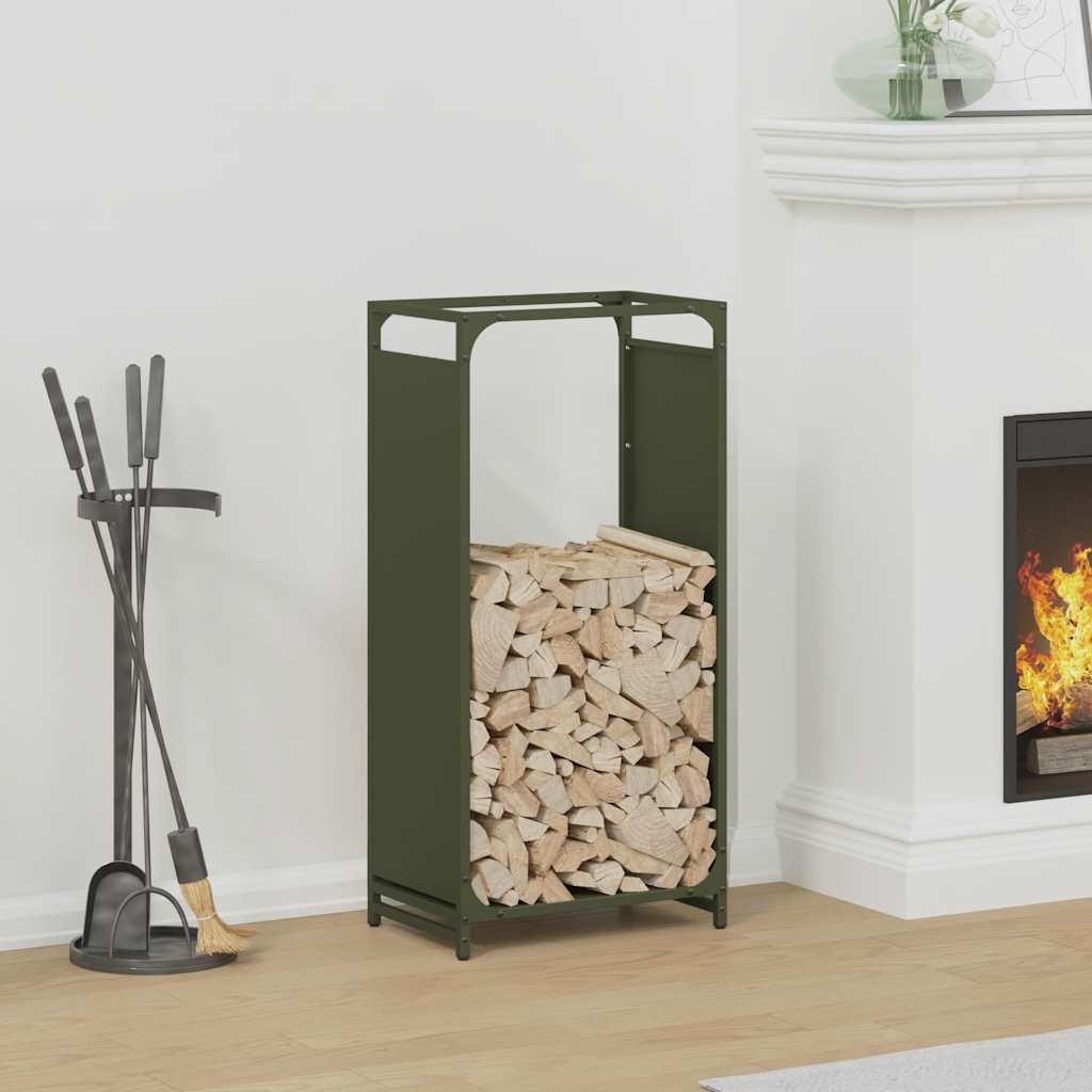Vidaxx Kaminholzregal 44x28x90 cm kaltgewalzter Stahl olivgrün