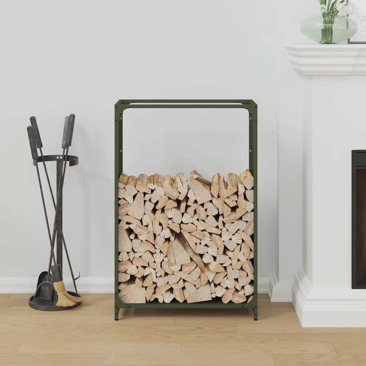 Vidaxx Kaminholzregal 60x28x90 cm kaltgewalzter Stahl olivgrün