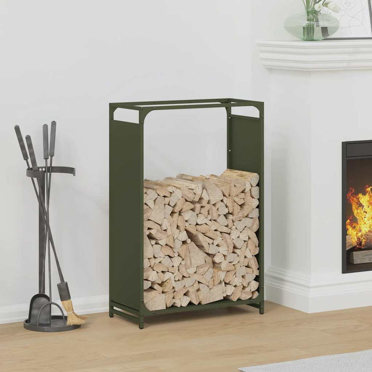 Vidaxx Kaminholzregal 60x28x90 cm kaltgewalzter Stahl olivgrün