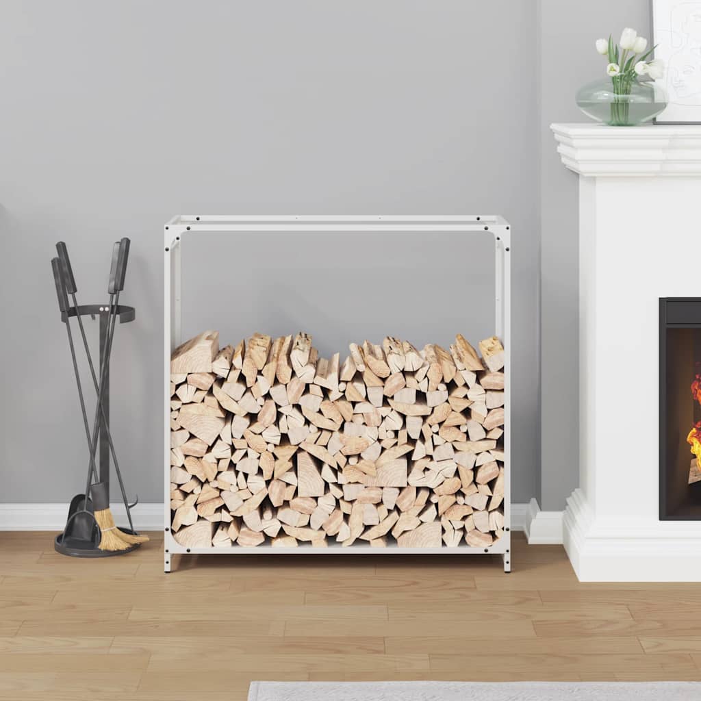 Vidaxx Kaminholzregal 90x28x90 cm kaltgewalzter Stahl weiß