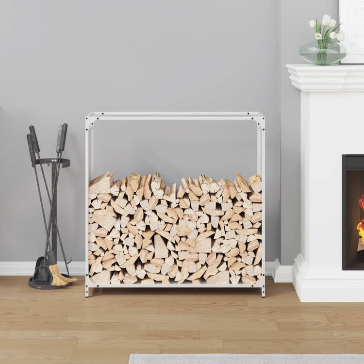 Vidaxx Kaminholzregal 90x28x90 cm kaltgewalzter Stahl weiß