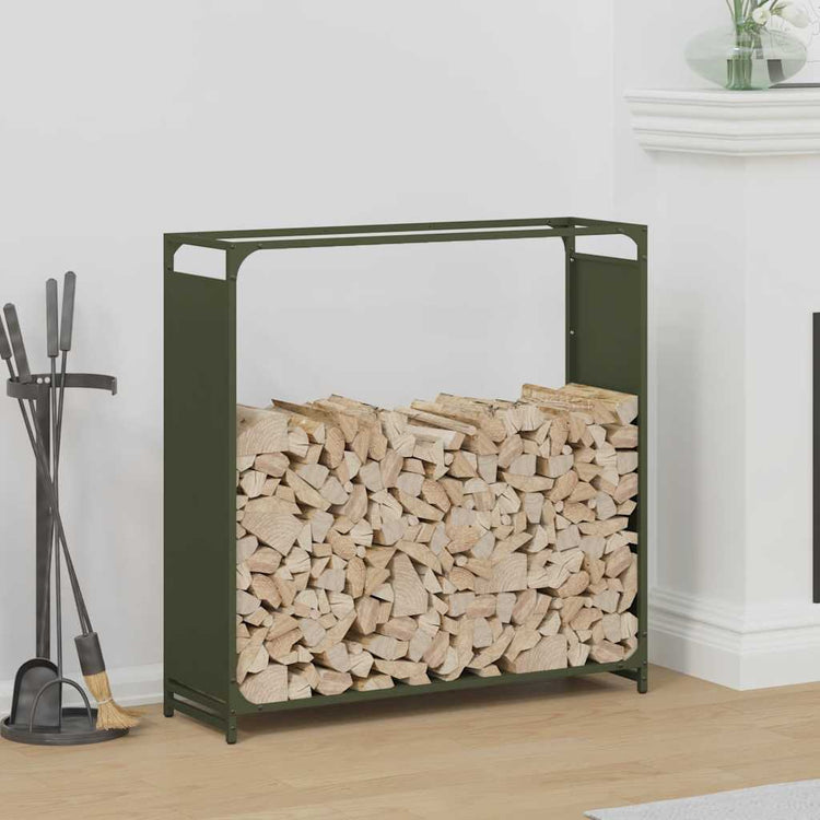 Vidaxx Kaminholzregal 90x28x90 cm kaltgewalzter Stahl olivgrün