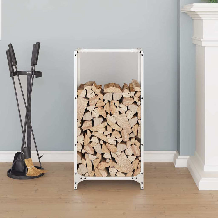 Vidaxx Kaminholzregal 40x30x80 cm kaltgewalzter Stahl weiß