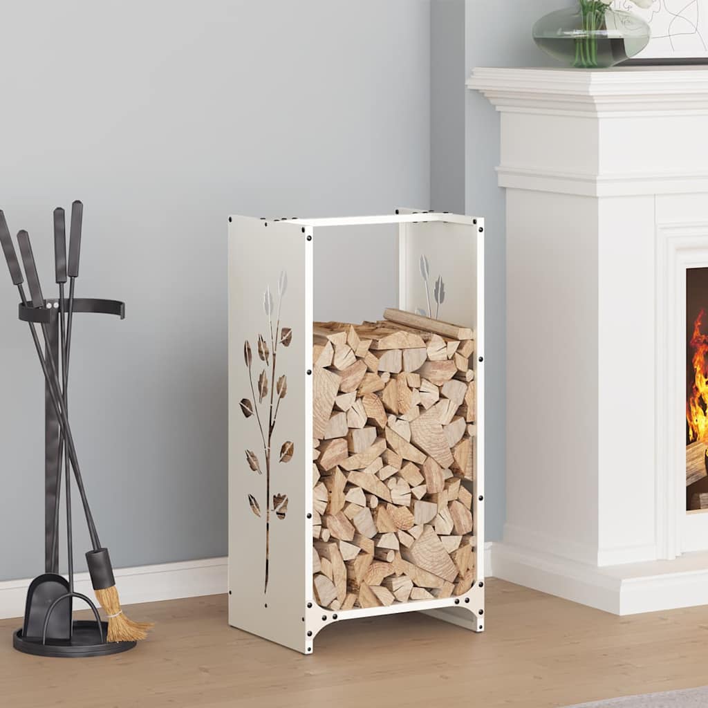 Vidaxx Kaminholzregal 40x30x80 cm kaltgewalzter Stahl weiß