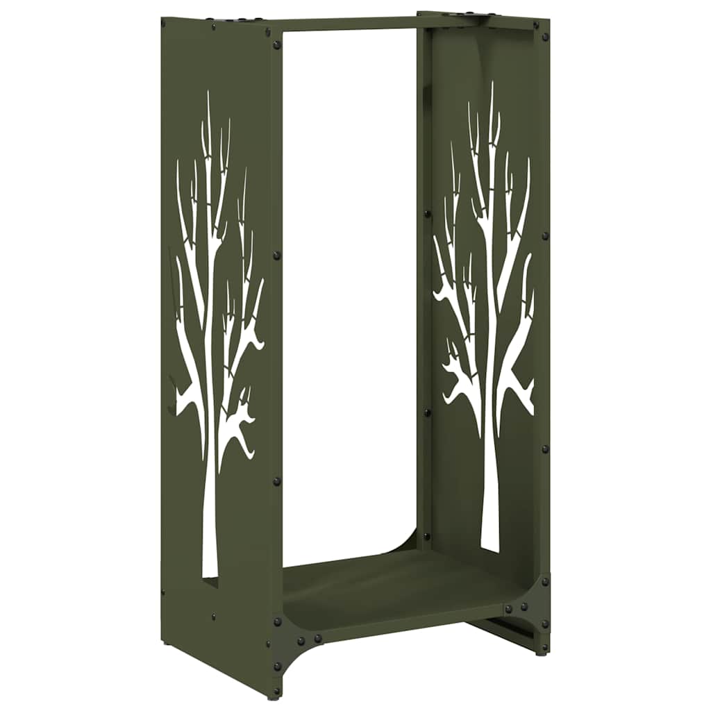 Vidaxx Kaminholzregal 40x30x80 cm kaltgewalzter Stahl olivgrün