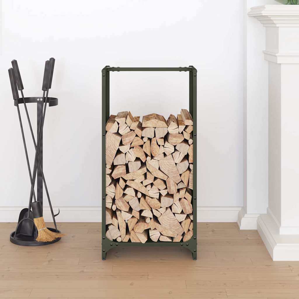 Vidaxx Kaminholzregal 40x30x80 cm kaltgewalzter Stahl olivgrün
