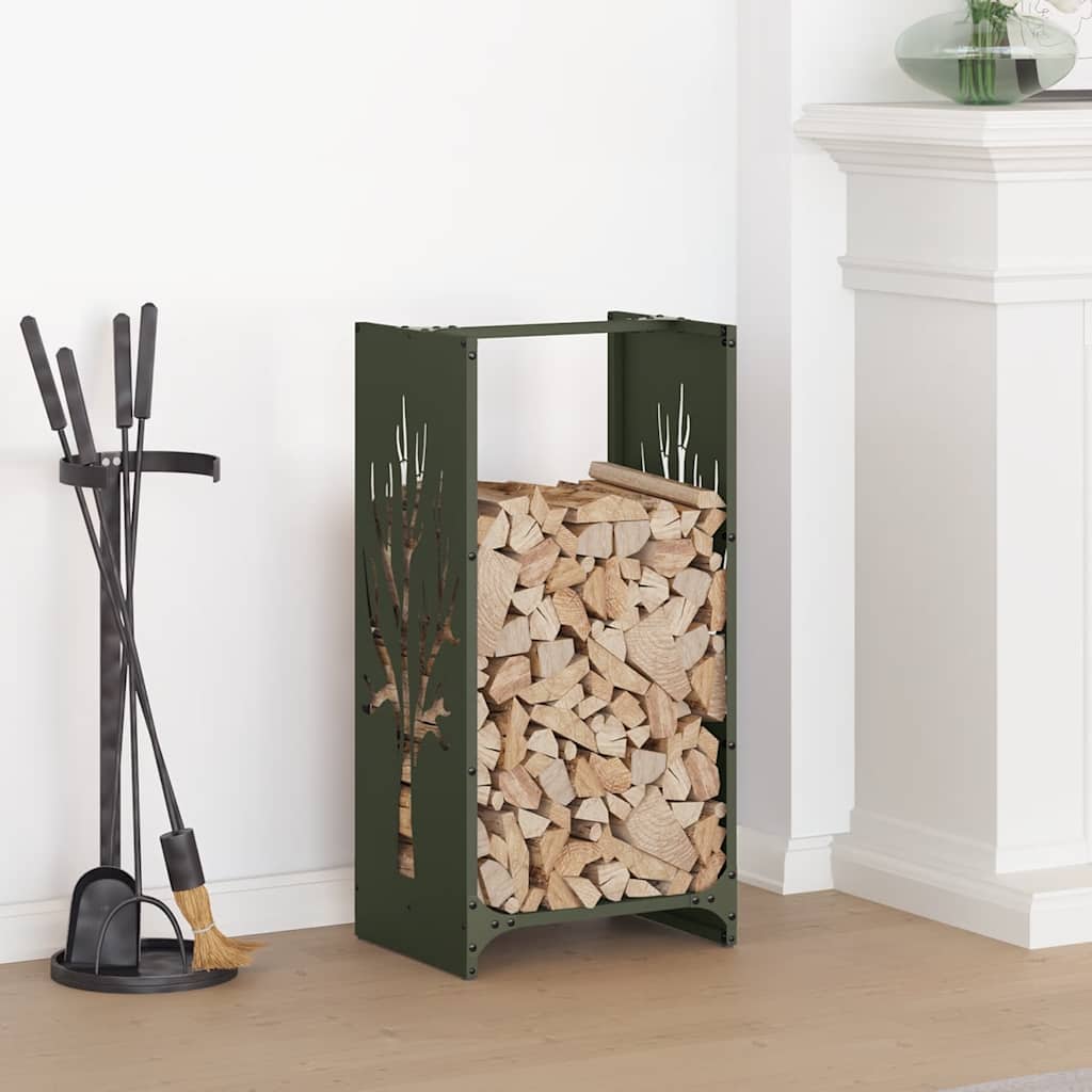 Vidaxx Kaminholzregal 40x30x80 cm kaltgewalzter Stahl olivgrün