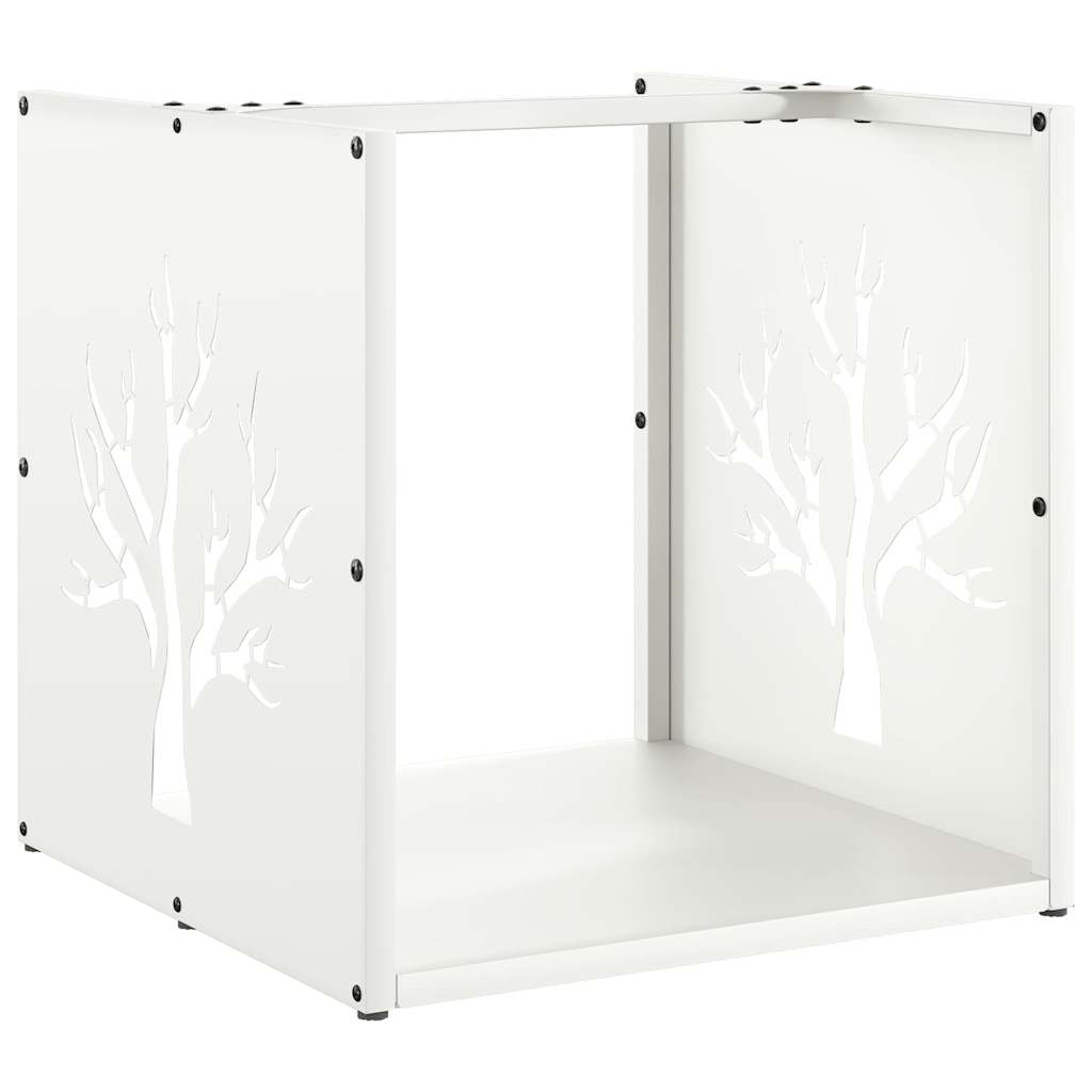 Vidaxx Kaminholzregal 40x40x40 cm kaltgewalzter Stahl weiß