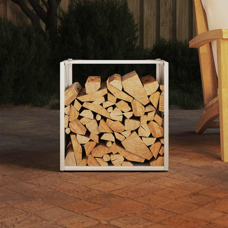 Vidaxx Kaminholzregal 40x40x40 cm kaltgewalzter Stahl weiß