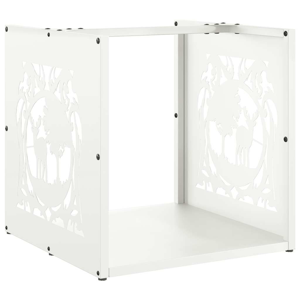 Vidaxx Kaminholzregal 40x40x40 cm kaltgewalzter Stahl weiß