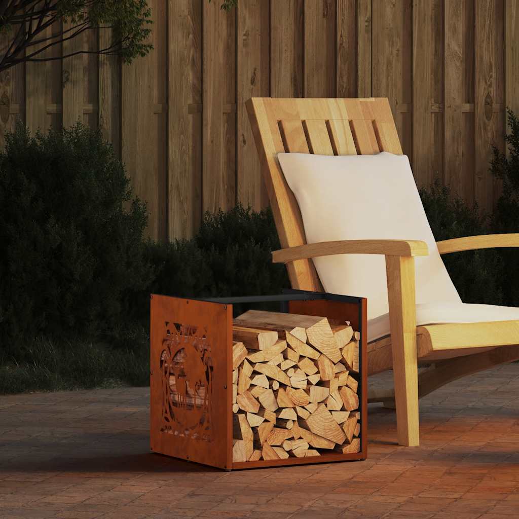 Vidaxx Kaminholzregal 40x40x40 cm wetterfester Stahl