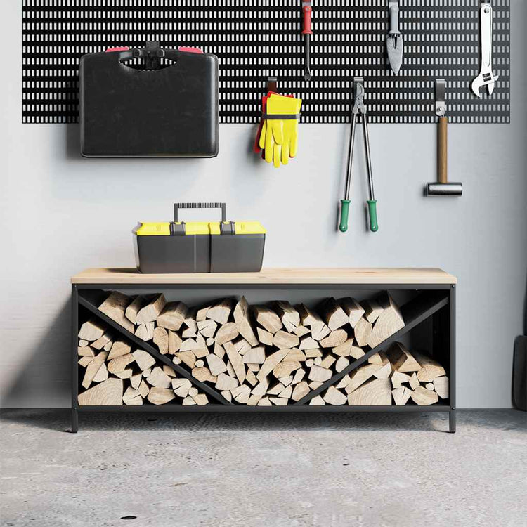 VidaXL Kaminholzregal mit Holzplatte 100,5x35,5x40 cm schwarz
