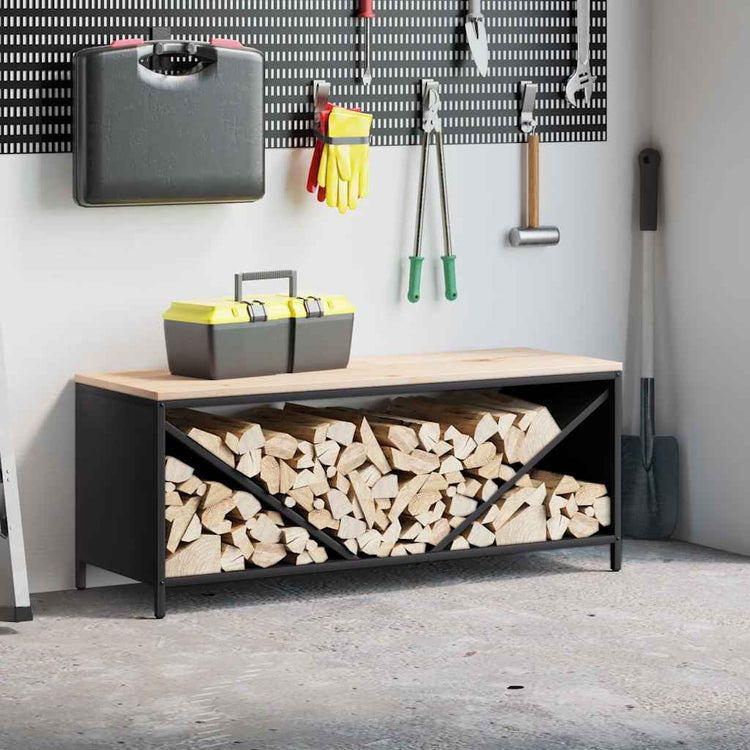 VidaXL Kaminholzregal mit Holzplatte 100,5x35,5x40 cm schwarz
