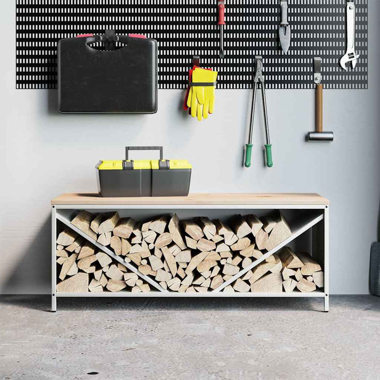 VidaXL Kaminholzregal mit Holzplatte 100,5x35,5x40 cm weiß