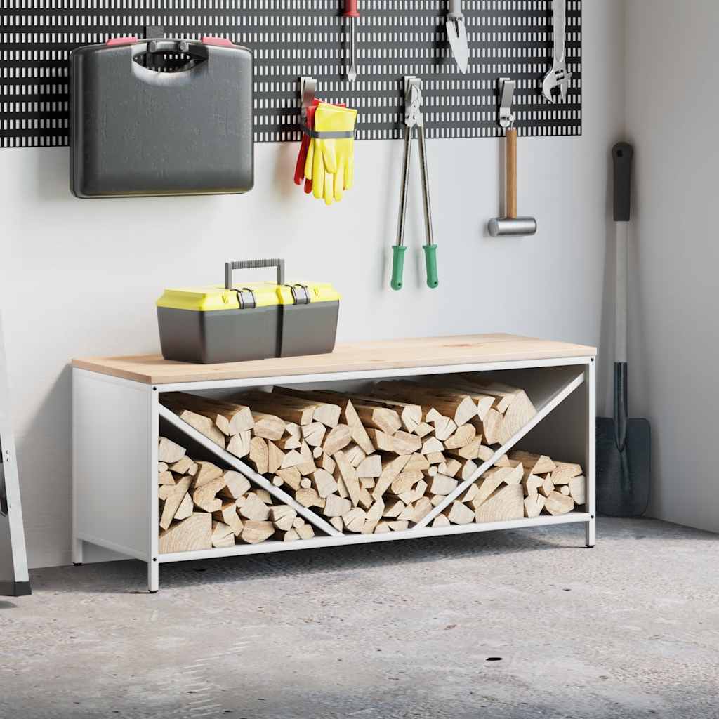 VidaXL Kaminholzregal mit Holzplatte 100,5x35,5x40 cm weiß