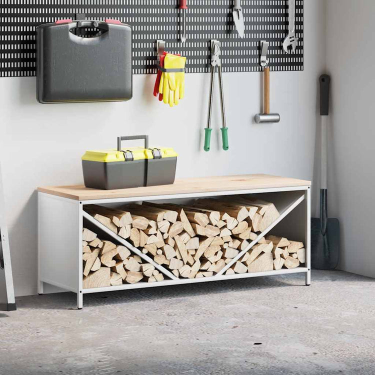 VidaXL Kaminholzregal mit Holzplatte 100,5x35,5x40 cm weiß