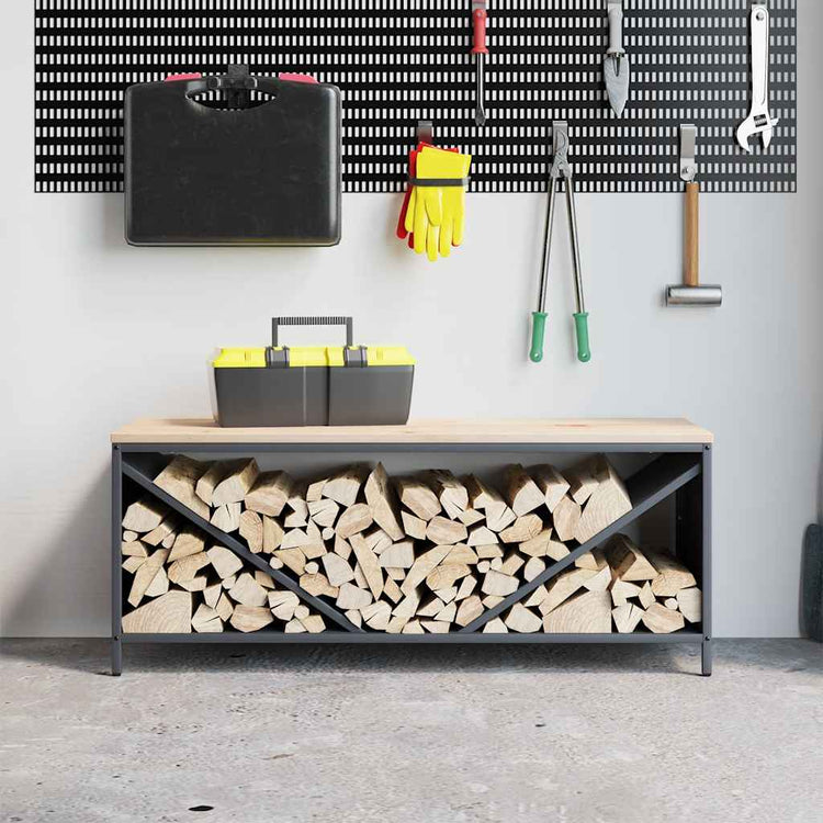 Vidaxx Kaminholzregal mit Holzplatte 100,5x35,5x40 cm Anthrazit