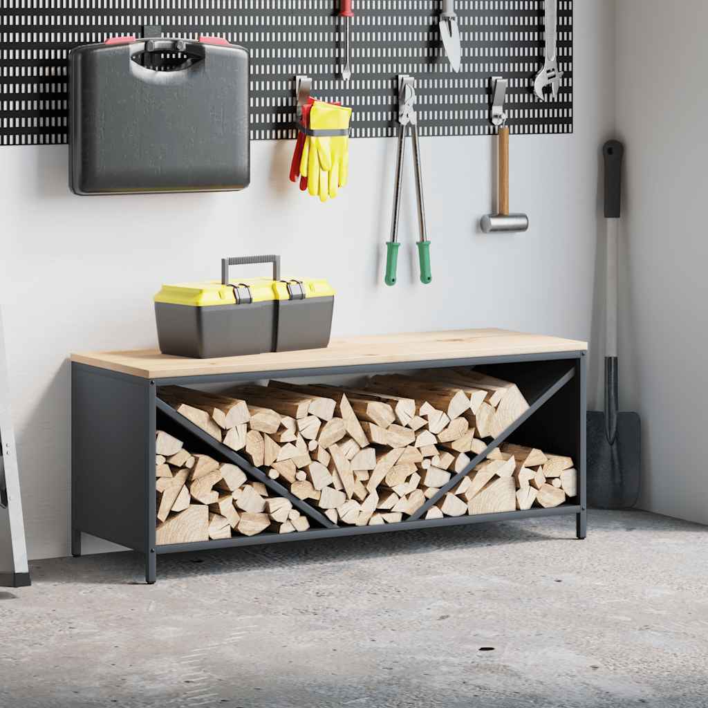 Vidaxx Kaminholzregal mit Holzplatte 100,5x35,5x40 cm Anthrazit