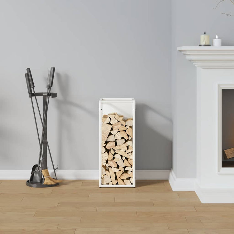 Vidaxx Kaminholzregal 25x25x60 cm kaltgewalzter Stahl weiß