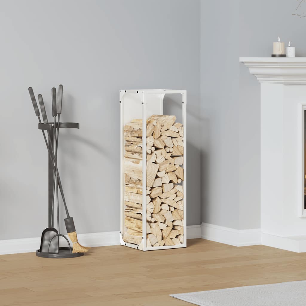 Vidaxx Kaminholzregal 25x25x80 cm kaltgewalzter Stahl weiß
