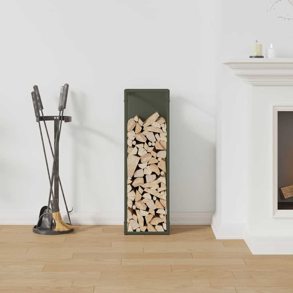 Vidaxx Kaminholzregal 25x25x80 cm kaltgewalzter Stahl olivgrün