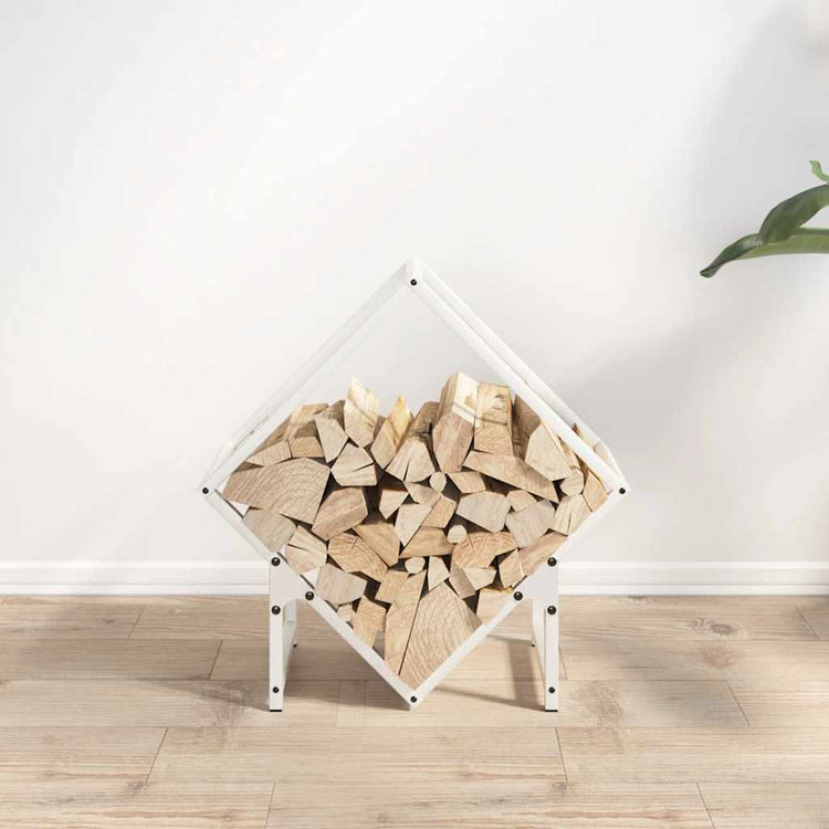 Vidaxx Kaminholzregal 50x25x50 cm kaltgewalzter Stahl weiß