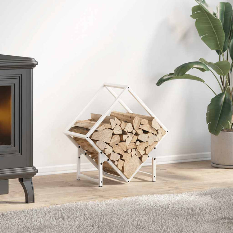 Vidaxx Kaminholzregal 50x25x50 cm kaltgewalzter Stahl weiß
