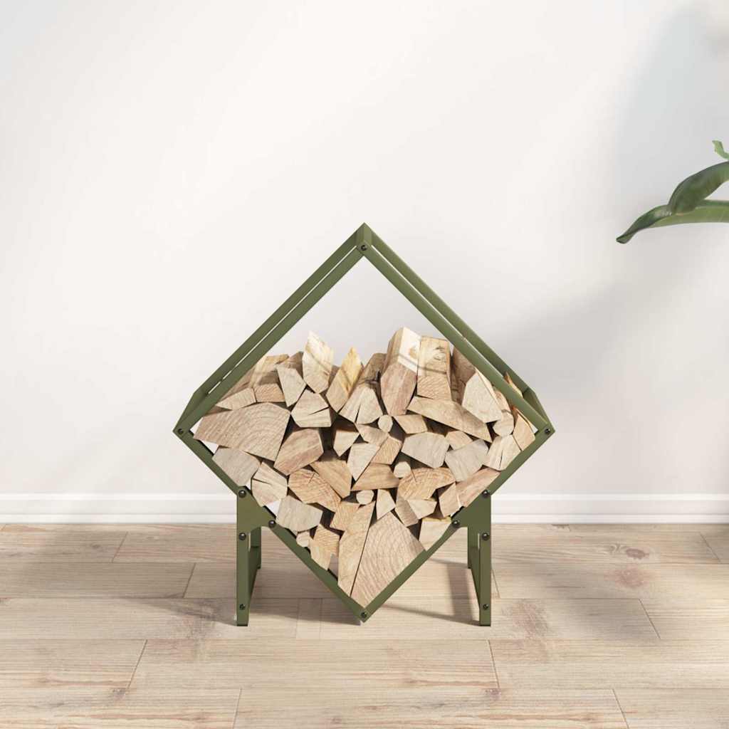 Vidaxx Kaminholzregal 50x25x50 cm kaltgewalzter Stahl olivgrün