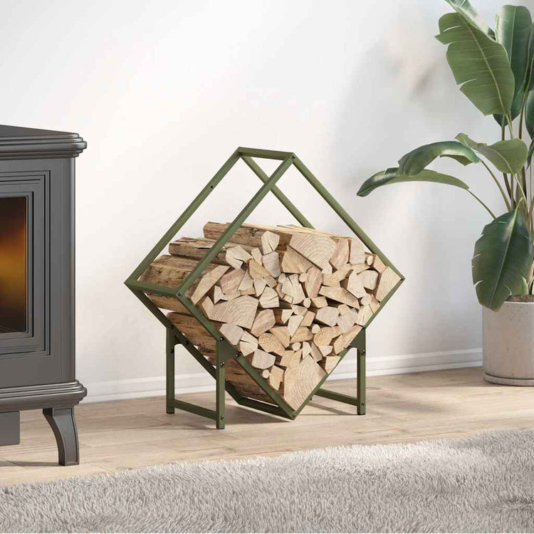 Vidaxx Kaminholzregal 60x25x60 cm kaltgewalzter Stahl olivgrün