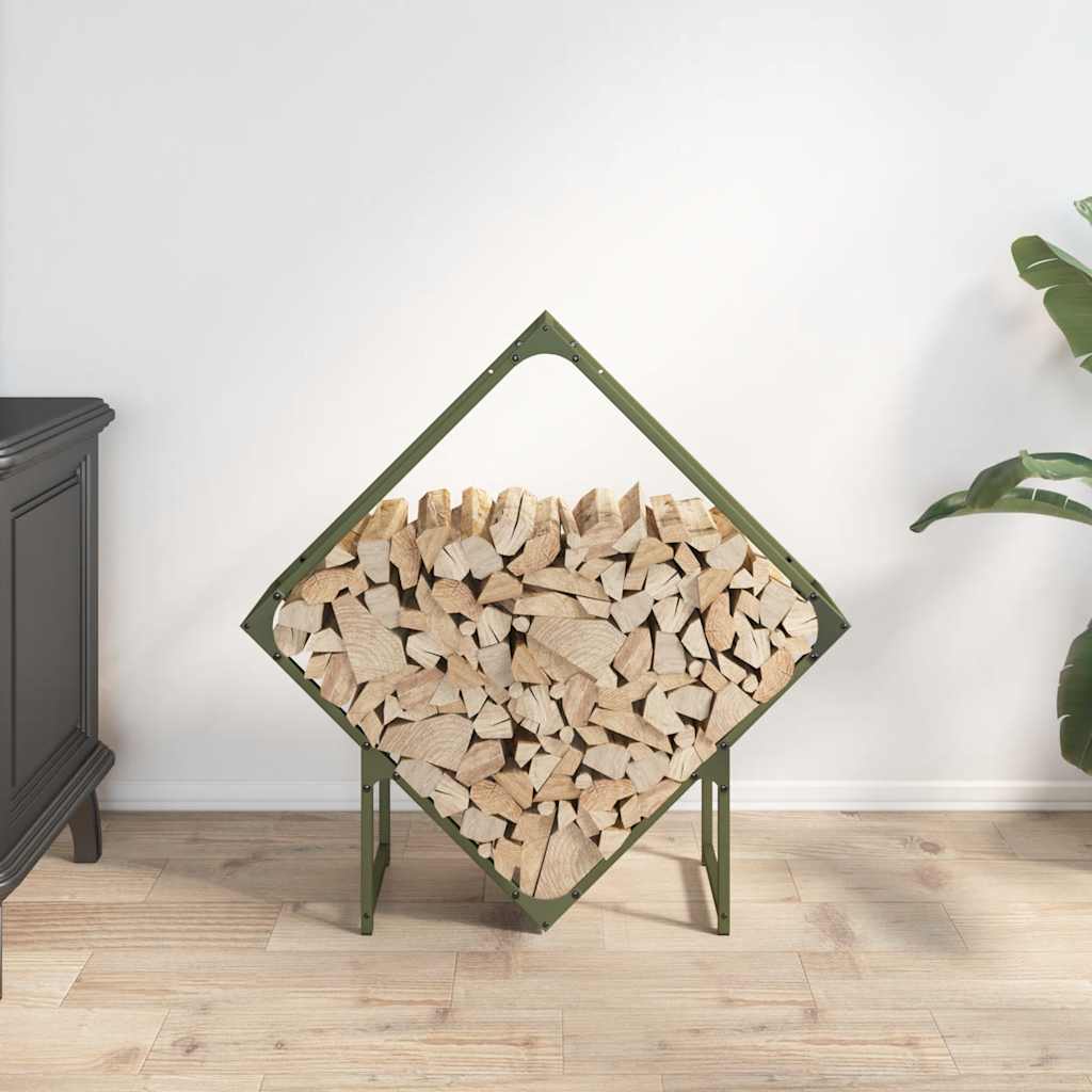 Vidaxx Kaminholzregal 80x25x80 cm kaltgewalzter Stahl olivgrün