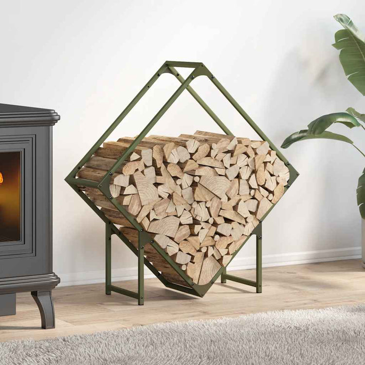 Vidaxx Kaminholzregal 80x25x80 cm kaltgewalzter Stahl olivgrün