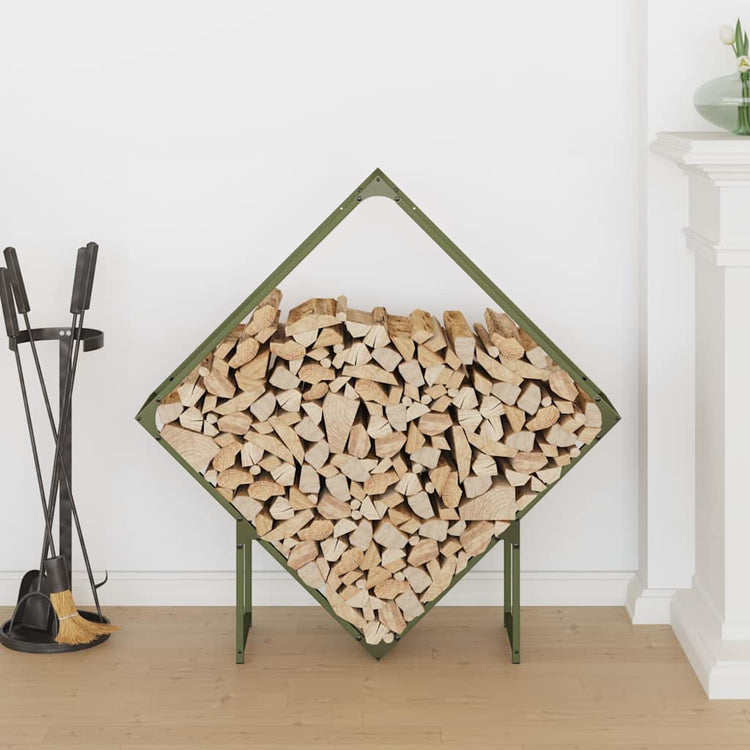 Vidaxx Kaminholzregal 100x25x100 cm kaltgewalzter Stahl olivgrün