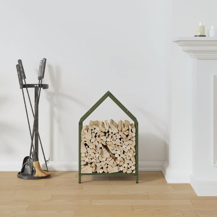 Vidaxx Kaminholzregal 40x25x60 cm kaltgewalzter Stahl olivgrün