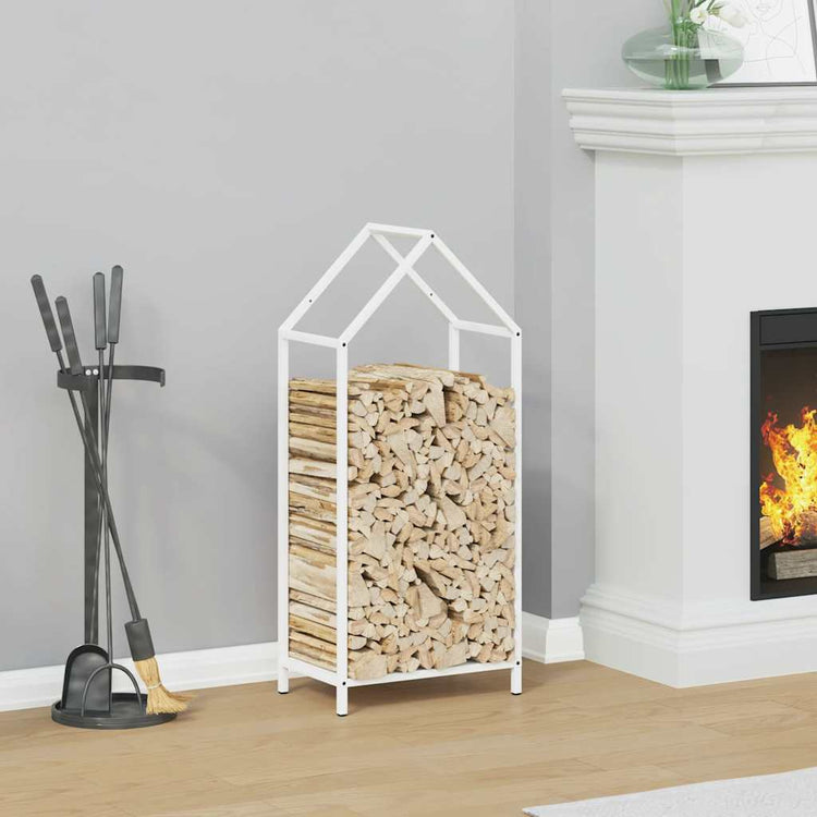 Vidaxx Kaminholzregal 40x25x90 cm kaltgewalzter Stahl weiß
